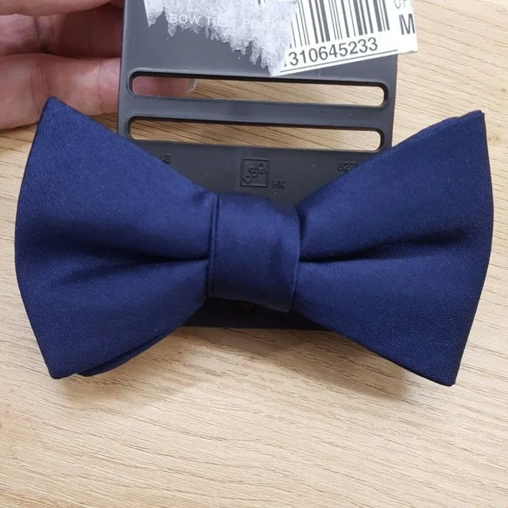 ALFANI Mens Bow Tie Solid Navy Blue Pre-tied Bowtie